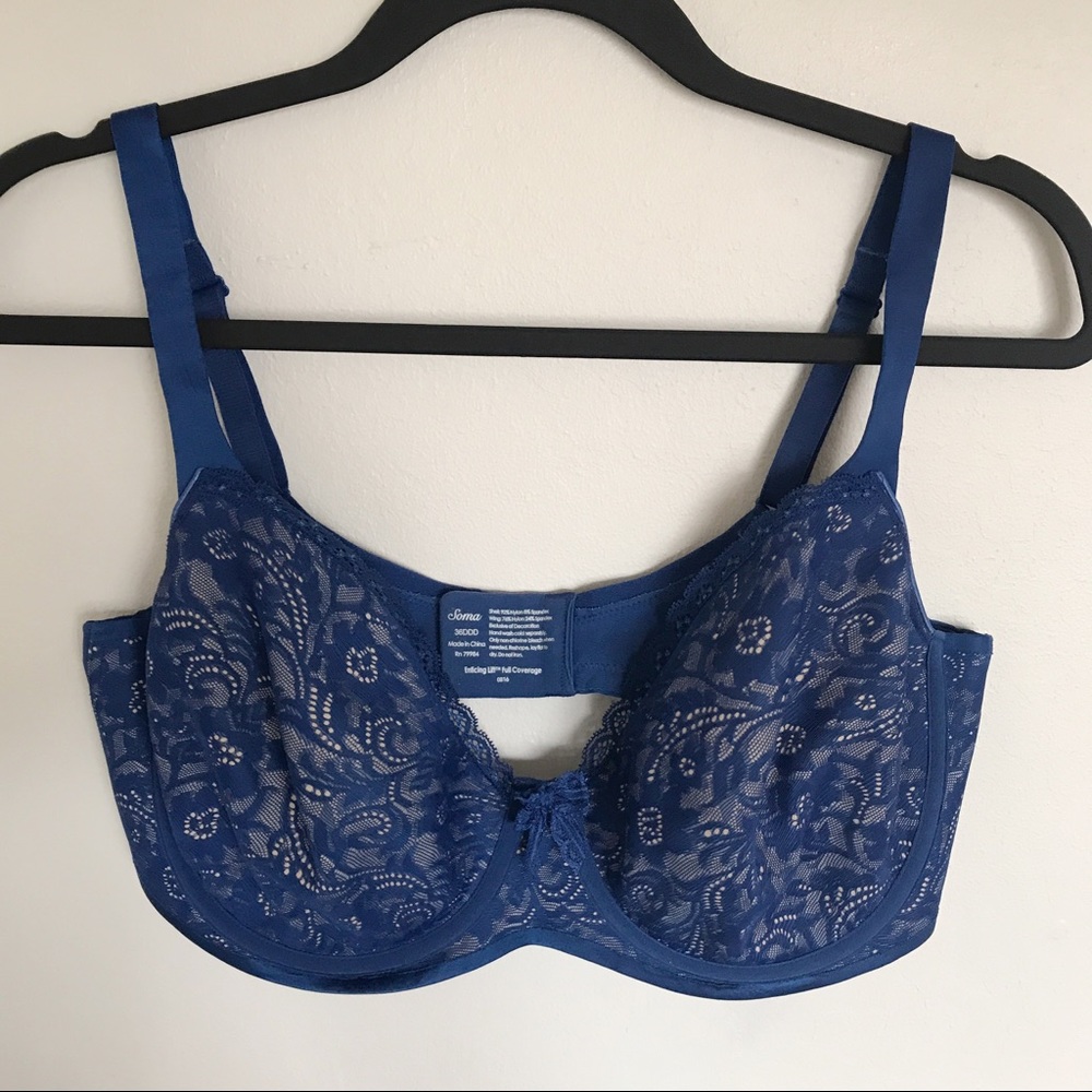 Soma Blue Enticing Lift Full Coverage Bra 36DDD